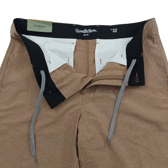 Goodfellow Hybrid Swim Shorts Mens 32 Brown 9" Inseam Lightweight Stretch - Picture 3 of 9